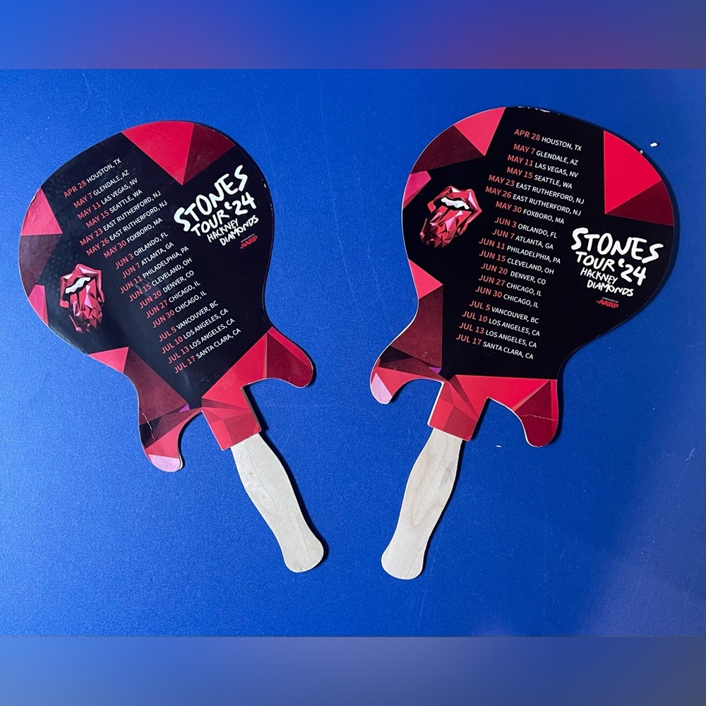 2 Hackney Diamonds 2024 Tour~ Rolling Stones Guitar Hand Fans- Jagger
